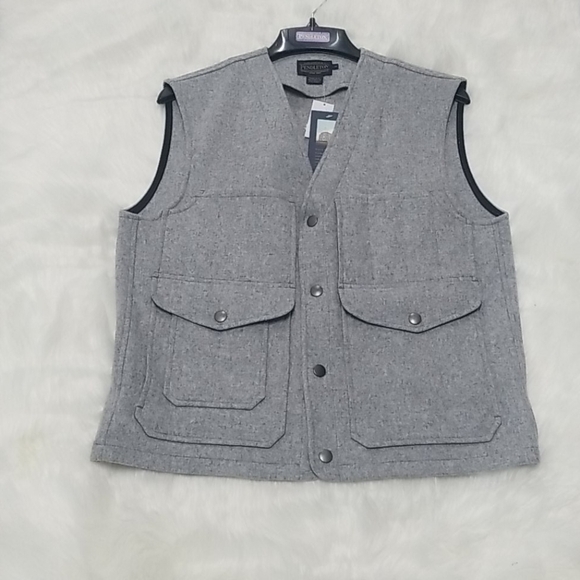 Pendleton Light Gray Wool Thicket Wool Vest Snaps